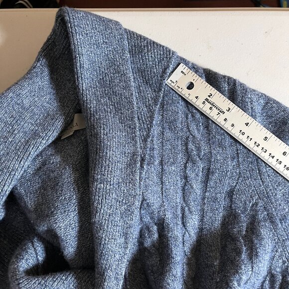 Canali Wool Shawl Collar Cable Knit Cardigan Sweater - Men's Size 50 - Blue - Picture 12 of 14